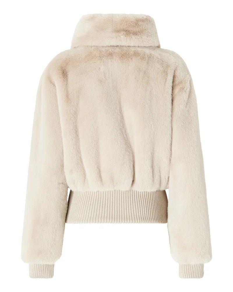 Pinko Faux Fur Bomber Jacket — Beige Beige