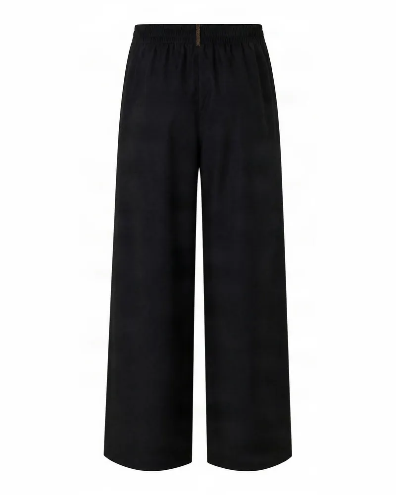 Fabiana Filippi Virgin Wool Flannel Trousers — Black Black