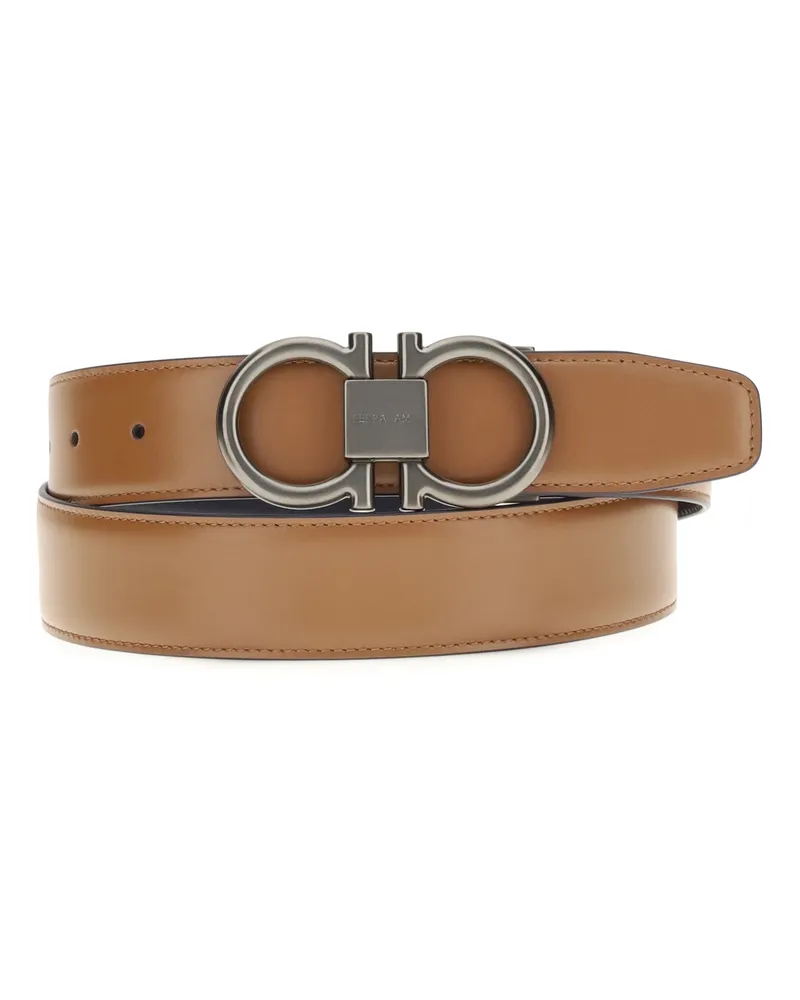 Ferragamo Men's Belt Gancini Leather Brown Calf Brown