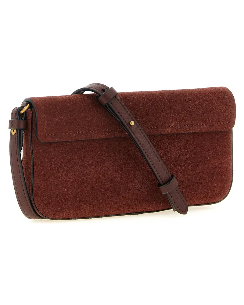 Pinko Saddle Flat Shoulder Bag — Burgundy Burgundy