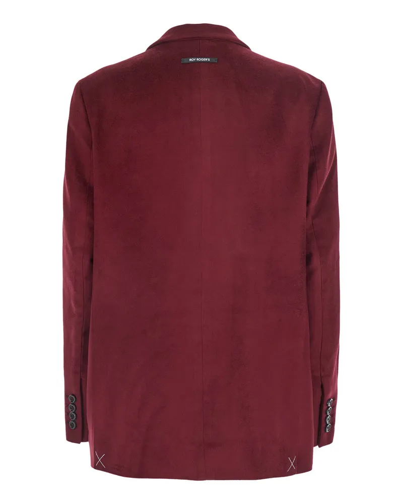Roy Roger's Double-Breasted Velvet Blazer — Burgundy Burgundy