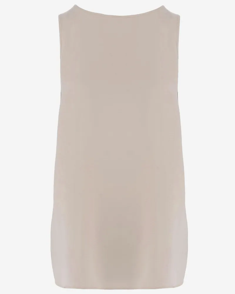 ALLUDE Women Stretch Silk Top Beige Tops Beige