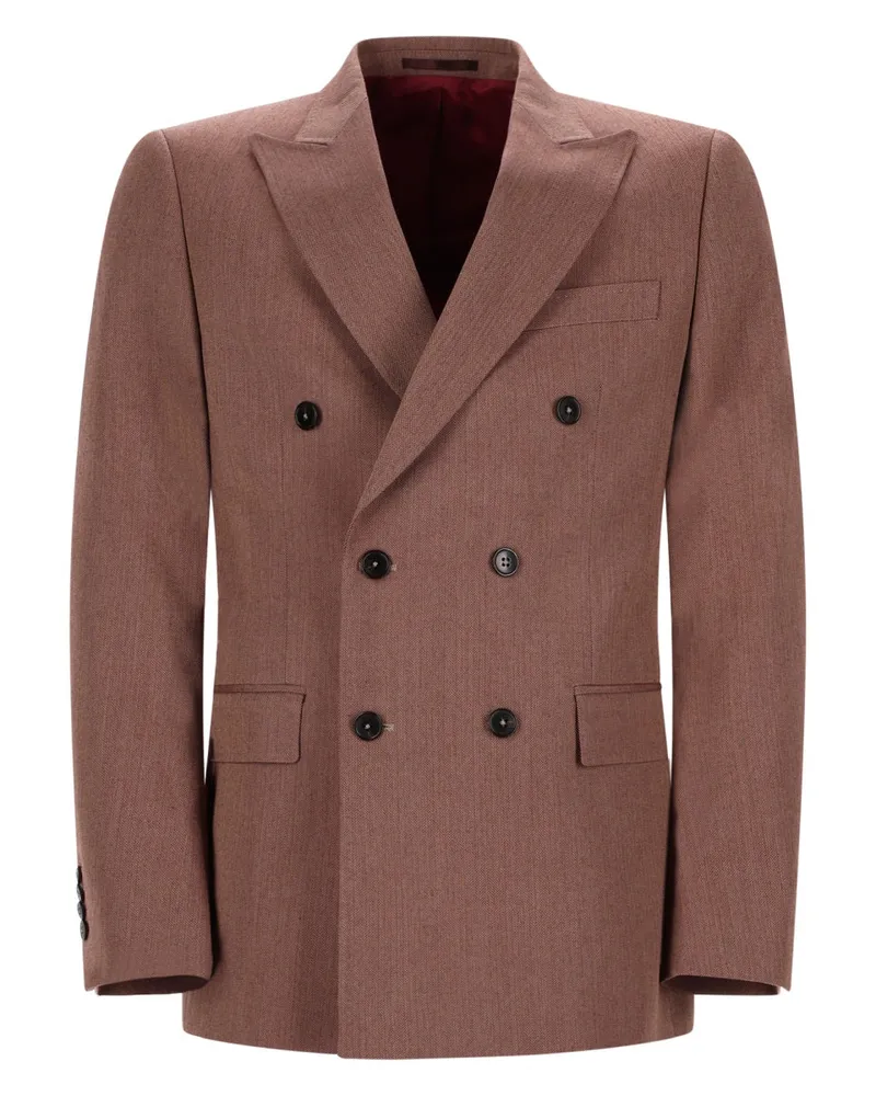 Drôle de Monsieur Double-Breasted Wool-Blend Blazer — Brown Brown