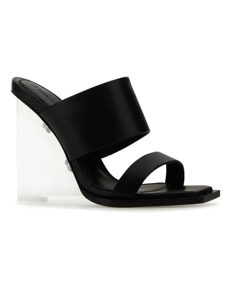 Alexander McQueen Women's Black Leather Shard Mules Sandali Sandal Black