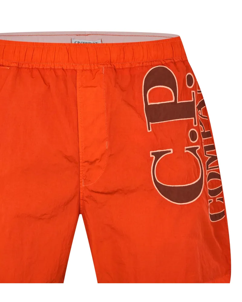 C.P. Company Men's Eco-Chrome R Logo Swim Shorts Orange Clothing > Beachwear Orange