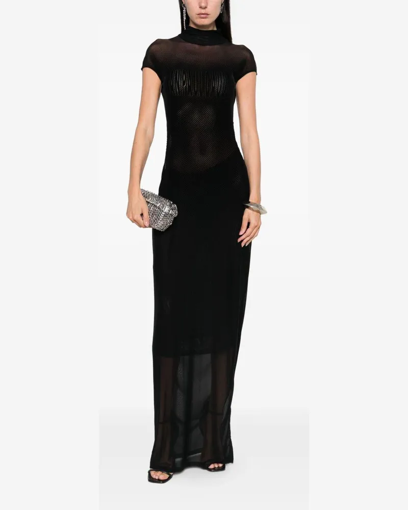 Jean Paul Gaultier Women Dress With Draped Neck And Short Sleeves Black Polyamide Black