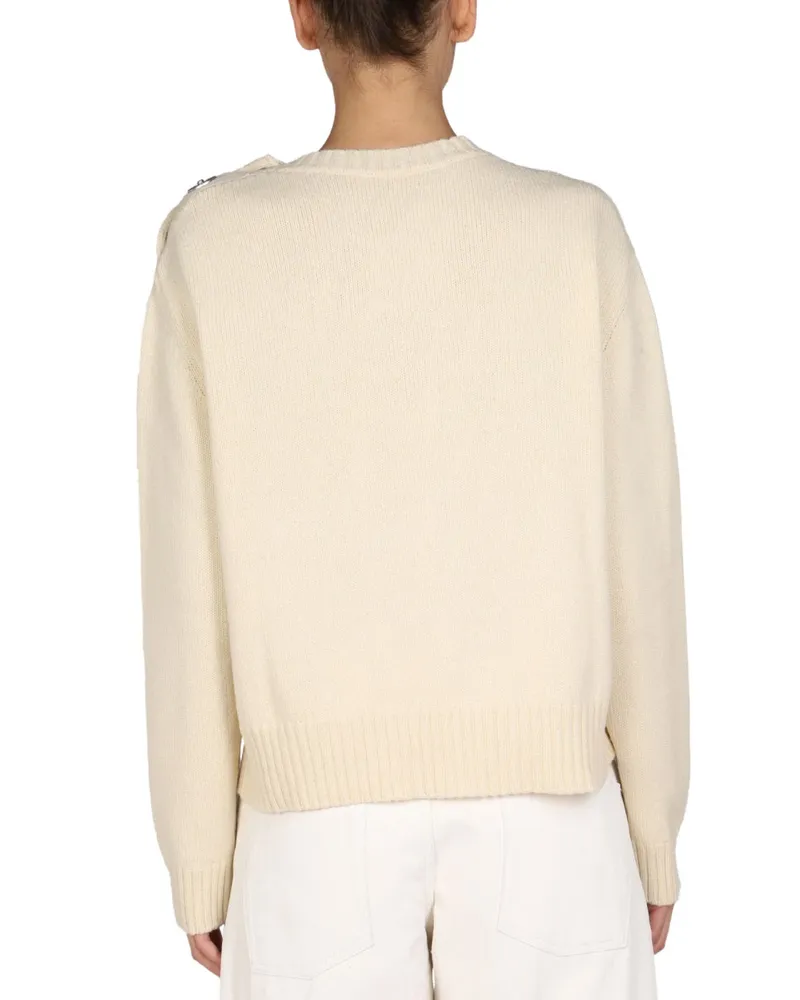 Jil Sander Wool-Blend Buttoned Sweater — Beige Beige