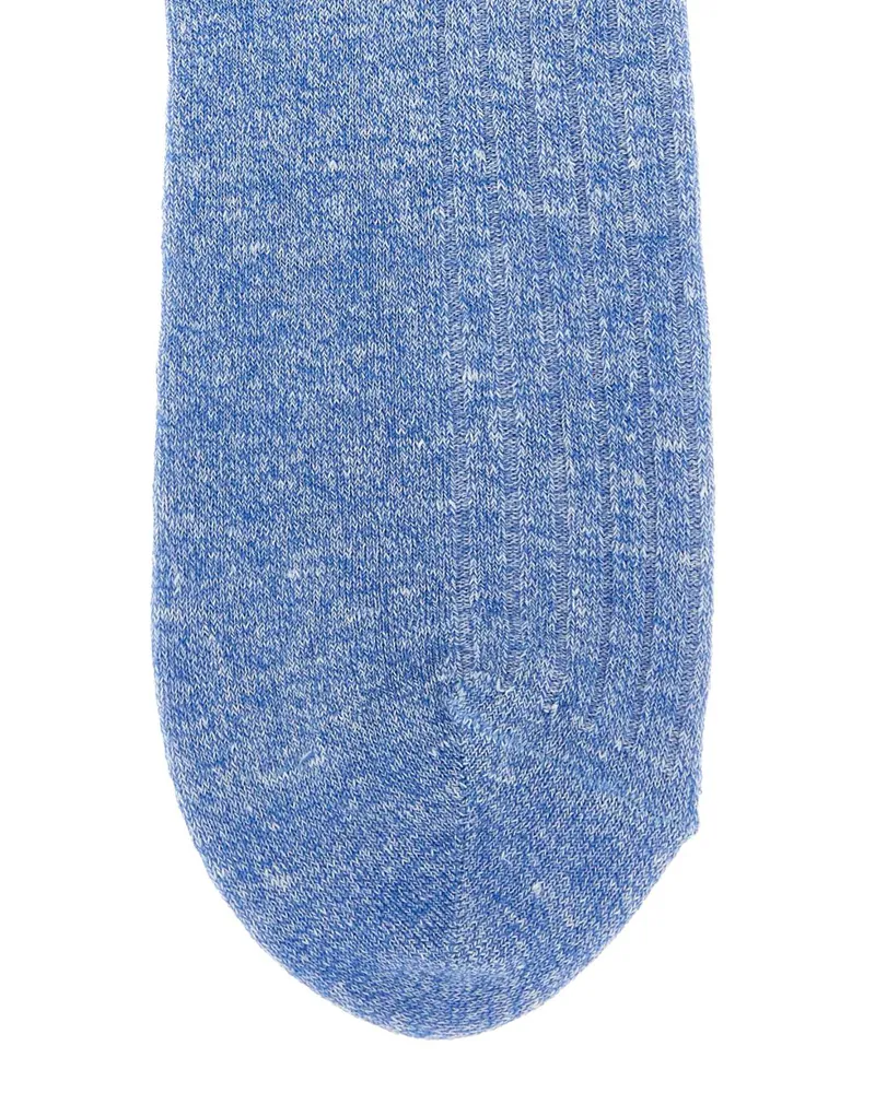 Gallo Men's Melange Light Blue Stretch Linen Blend Socks Egeo Calze Blue