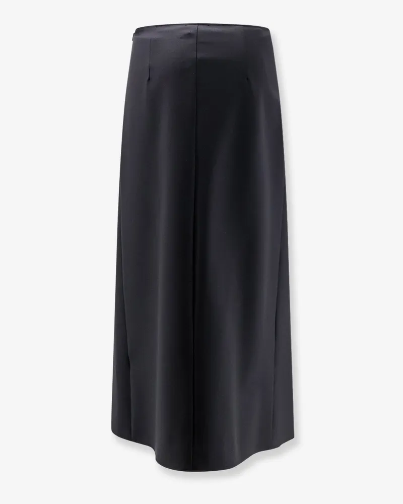 NUDE Women's Long Skirt Black Wool Blend Black