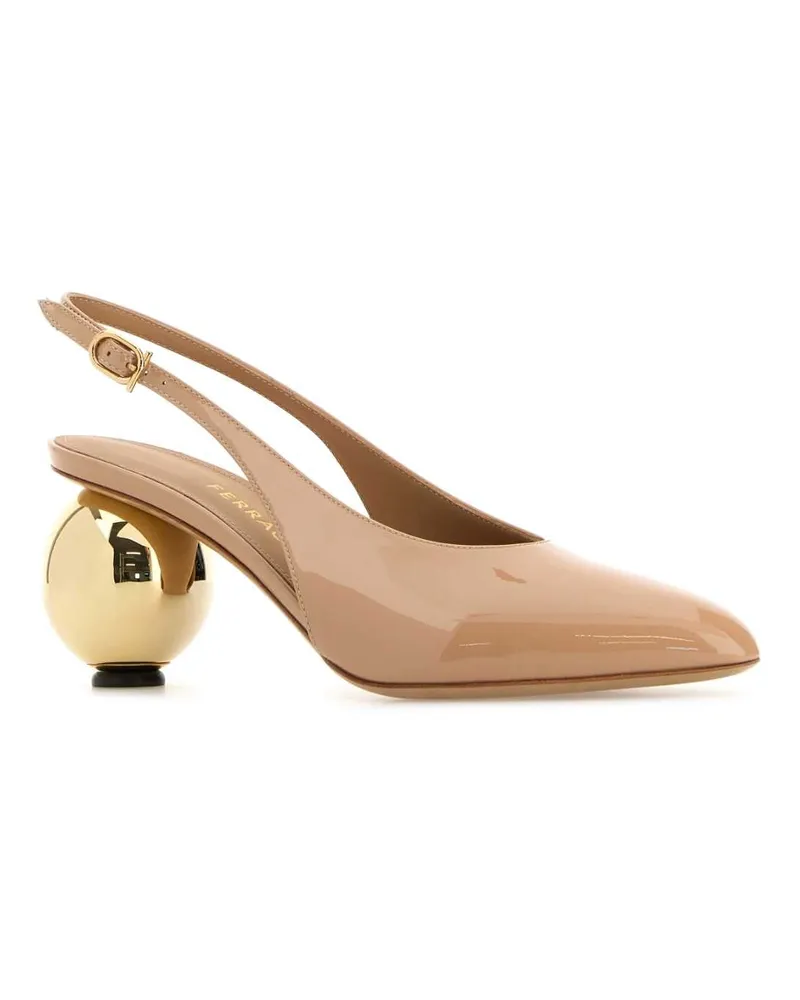Ferragamo Women's Skin Pink Leather Tessie 70 Pumps Amarettibiscotto Upper: Bos Taurus Scarpe Con Tacco High Heel Shoes Beige