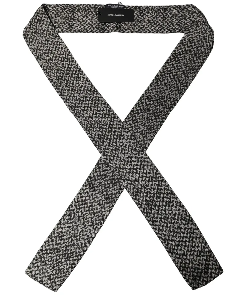 Dolce & Gabbana Herringbone Tweed Scarf — Black Black
