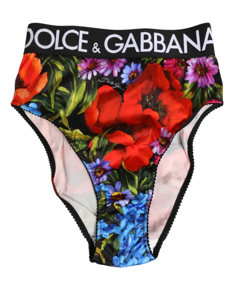 Dolce & Gabbana Women Multicolor Floral Print High Waist Panty Underwear Viscose Elastane Clothing Multicolor