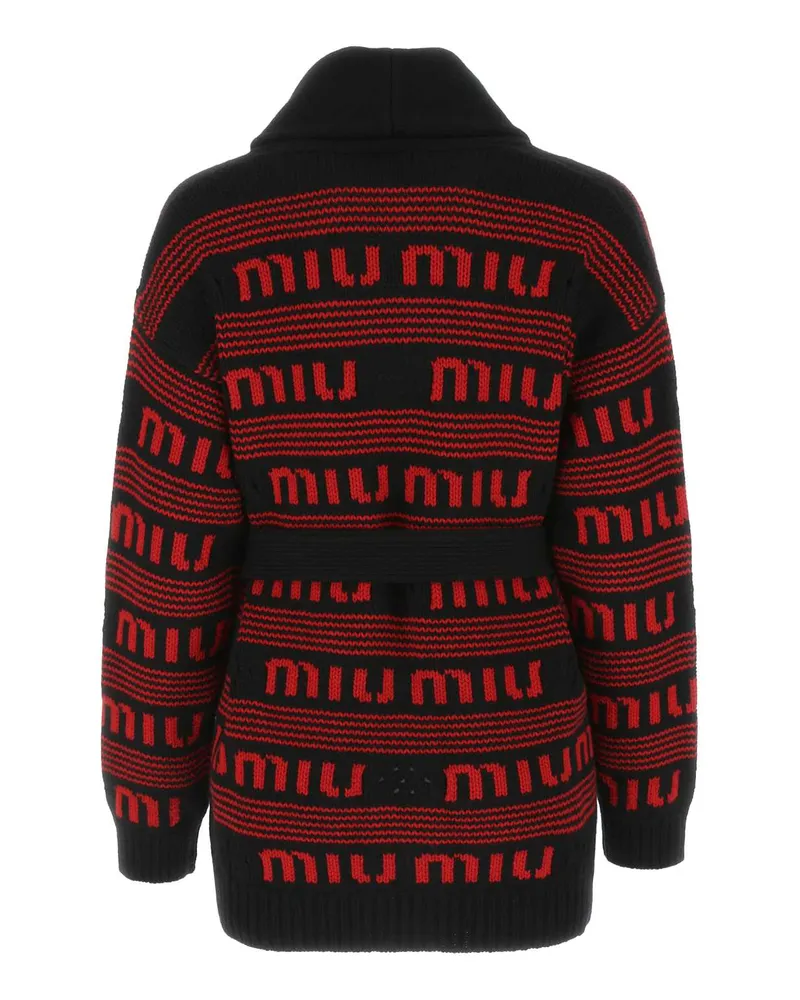 Miu Miu Women's Embroidered Cashmere Oversize Cardigan Exterior: Maglieria Sweater Black