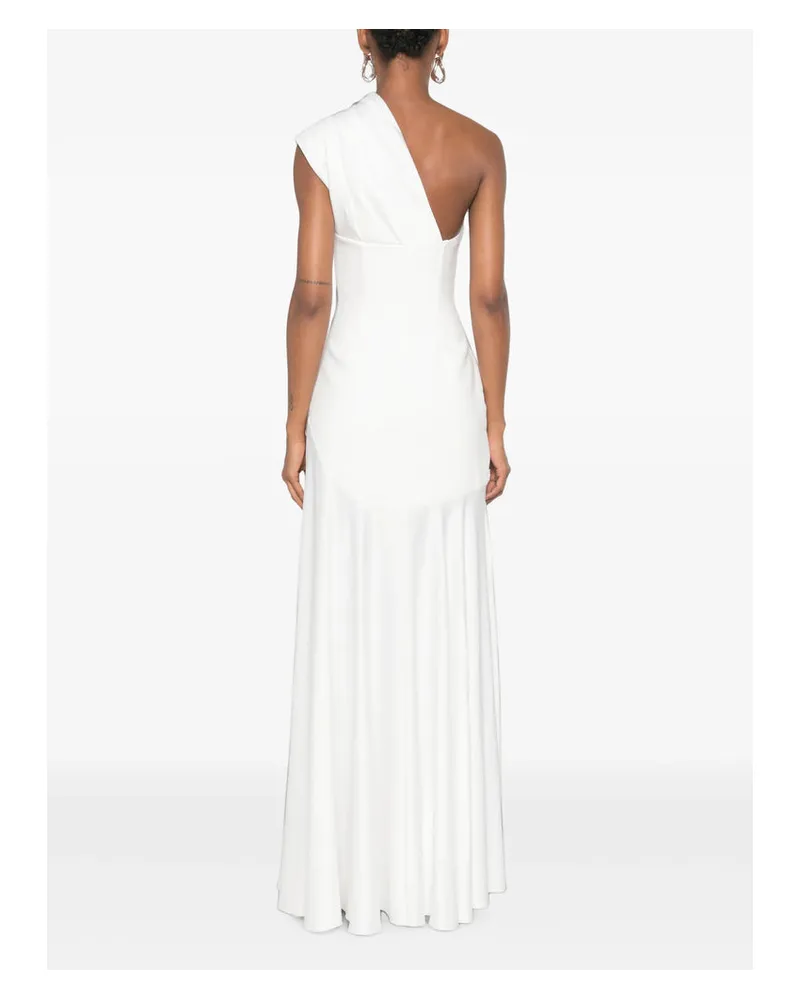 Solace London One-Shoulder Draped Dress — White White