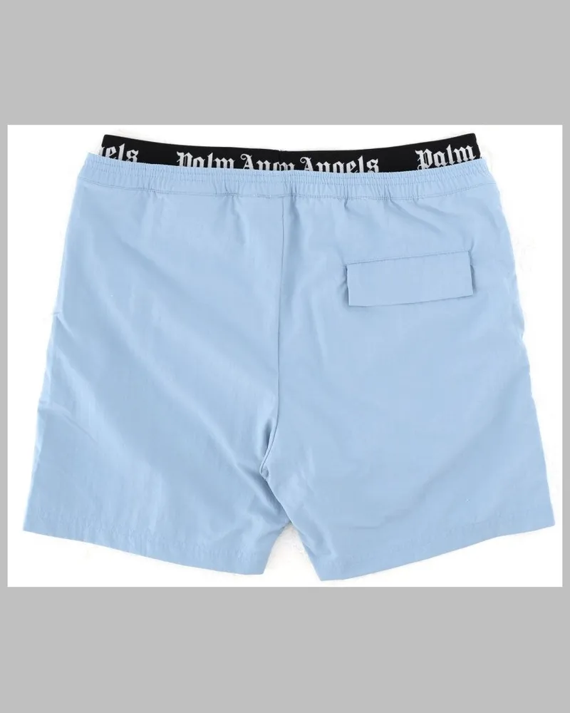 Palm Angels Logo-Trimmed Swim Shorts — Blue Blue