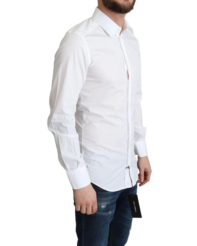 Dolce & Gabbana White Cotton Long Sleeves Men Formal Shirt White