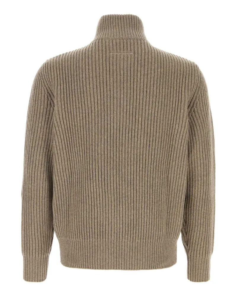 Maison Margiela Men's Cappuccino Wool Blend Cardigan 811m Exterior: Nylon Maglieria Sweater Beige