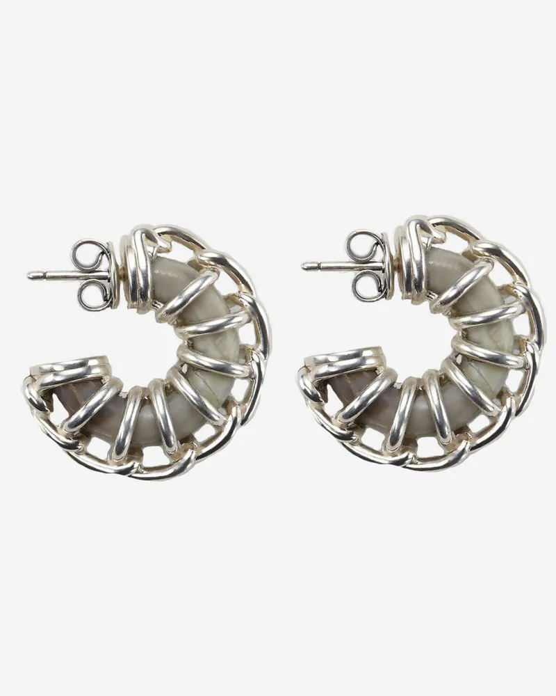 Bottega Veneta Women's Weave Earrings Silver Sterling Silver