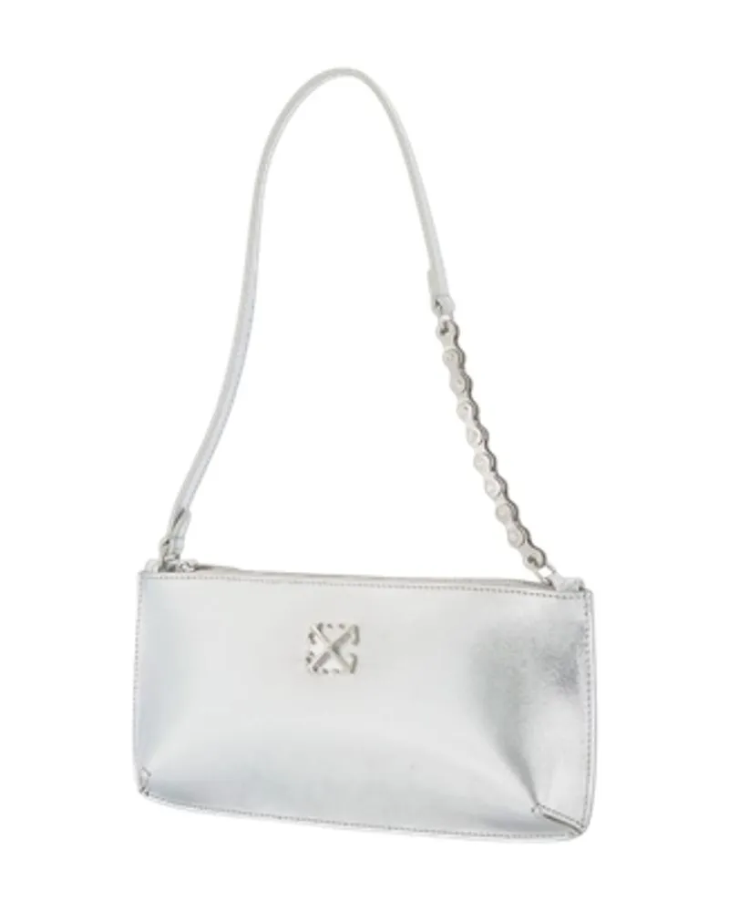 OFF-WHITE Calfskin Leather Shoulder Bag — Silver Silver