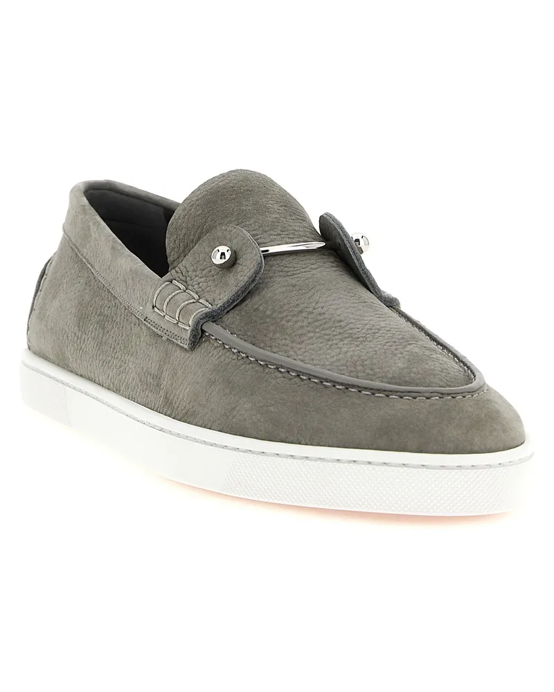 Christian Louboutin Men's Gray Calfskin Slip-On Loafers Gray