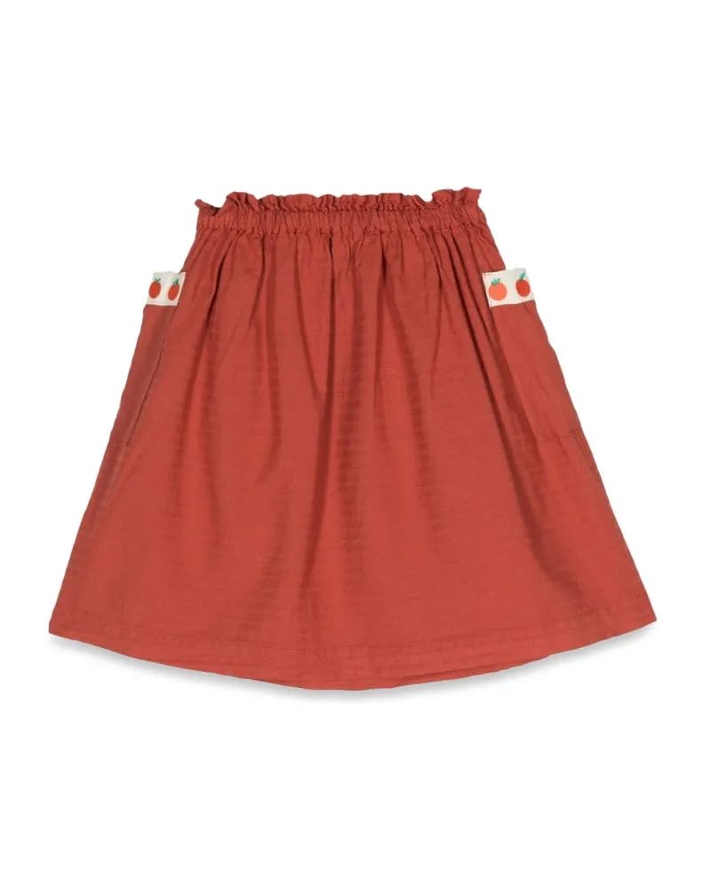 BOBO CHOSES Woven Cotton Skirt — Red Red