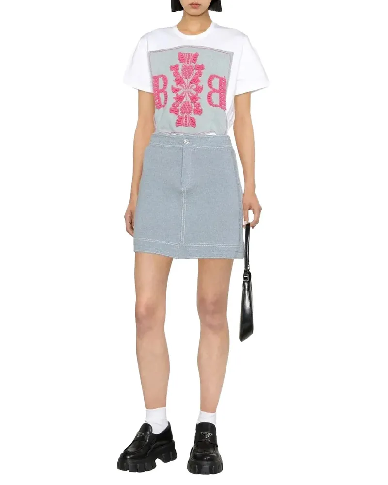 Barrie Cotton-Cashmere Denim Skirt — Blue Blue