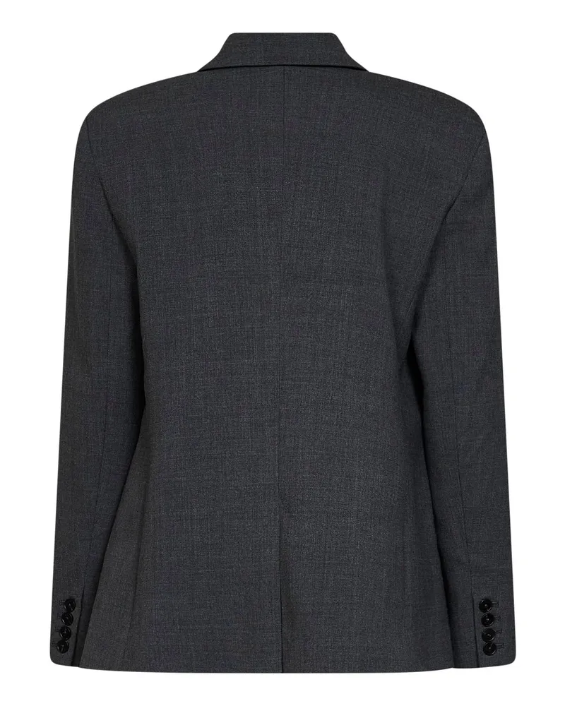 Self-Portrait Women's Double-Breasted Wool-Blend Blazer Grey Polyester Jacket Gray