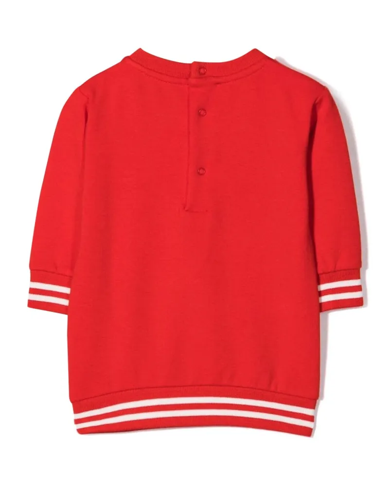 Moschino Teddy-Embellished Cotton Dress — Red Red