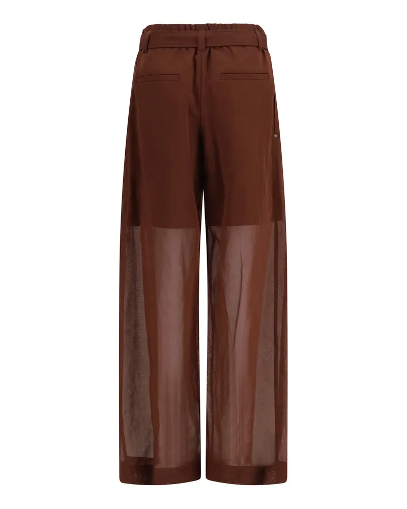 Brunello Cucinelli Women's Cotton Loose Pants With Monili Mulberry Trousers Brown