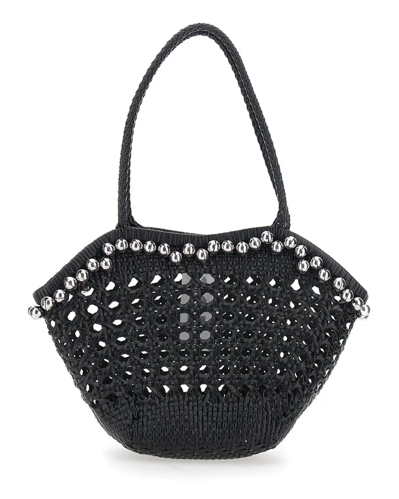 OSOI Women's Shoulder Bag Lip Black Leather Recycled Black