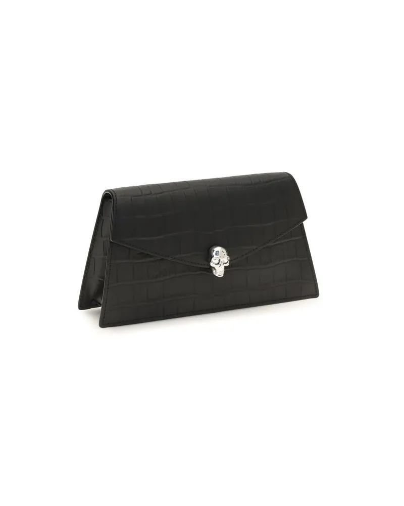 Alexander McQueen Women's Black Calf Leather Bos Taurus Clutch Bag Black