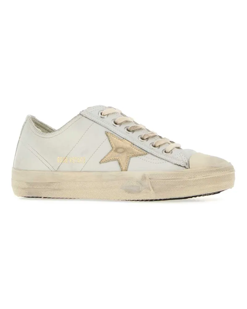 Golden Goose Women's White Leather V-Star 2 Sneakers Whitegold White