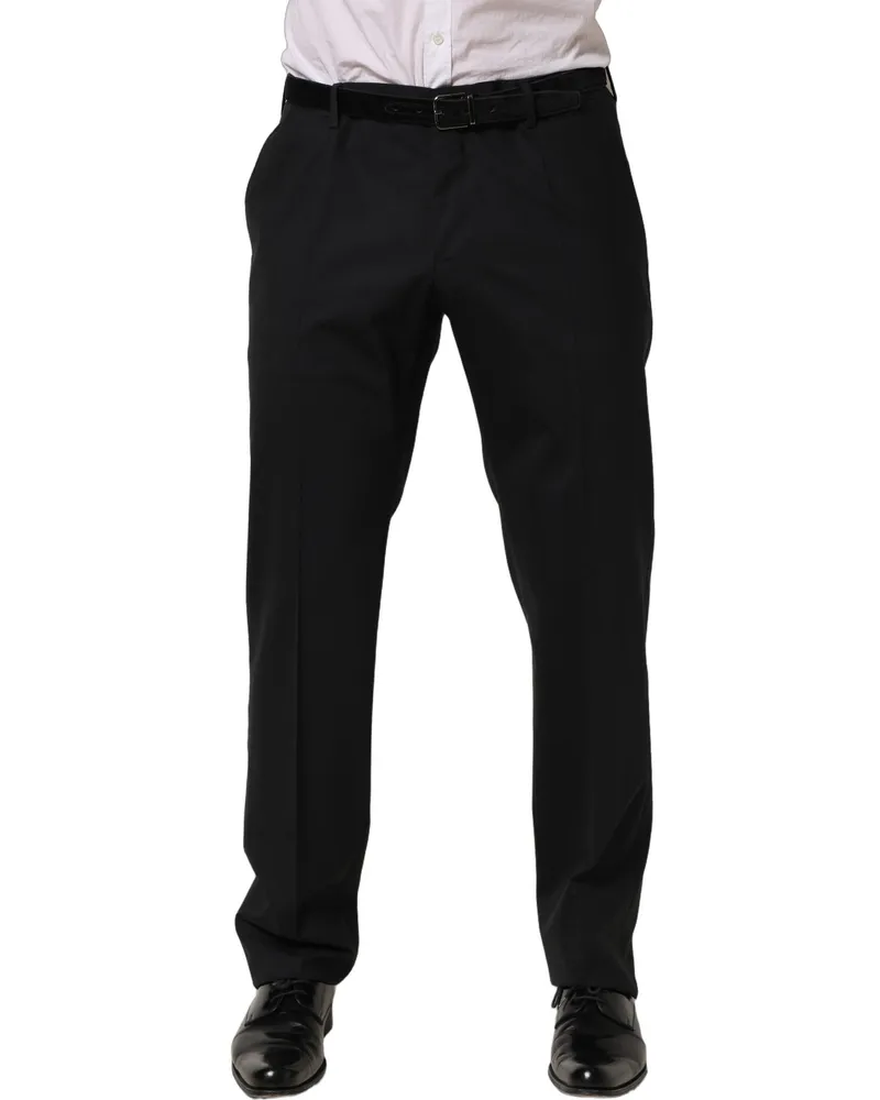 Dolce & Gabbana Virgin Wool Tapered-Leg Trousers — Black Black