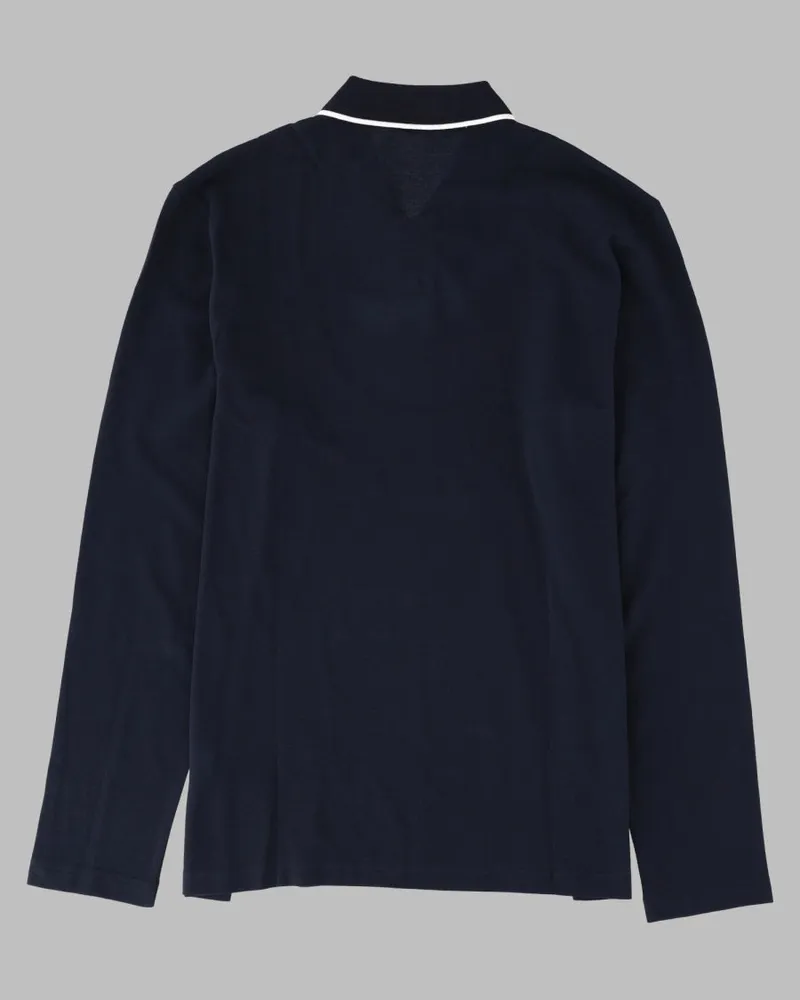 HUGO BOSS Long-Sleeved Cotton Polo Shirt — Navy Navy