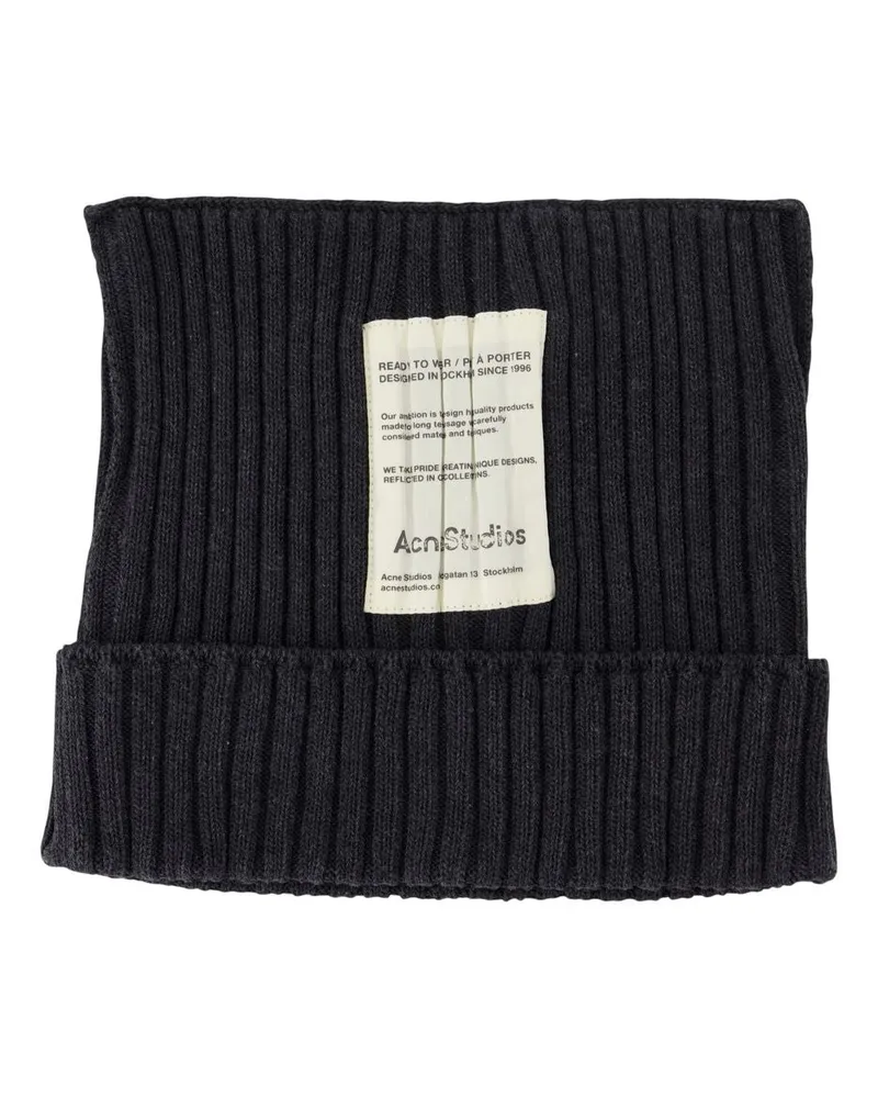 Acne Studios Unisex Beanie -  Cotton Dark Grey Accessories Hats Gray