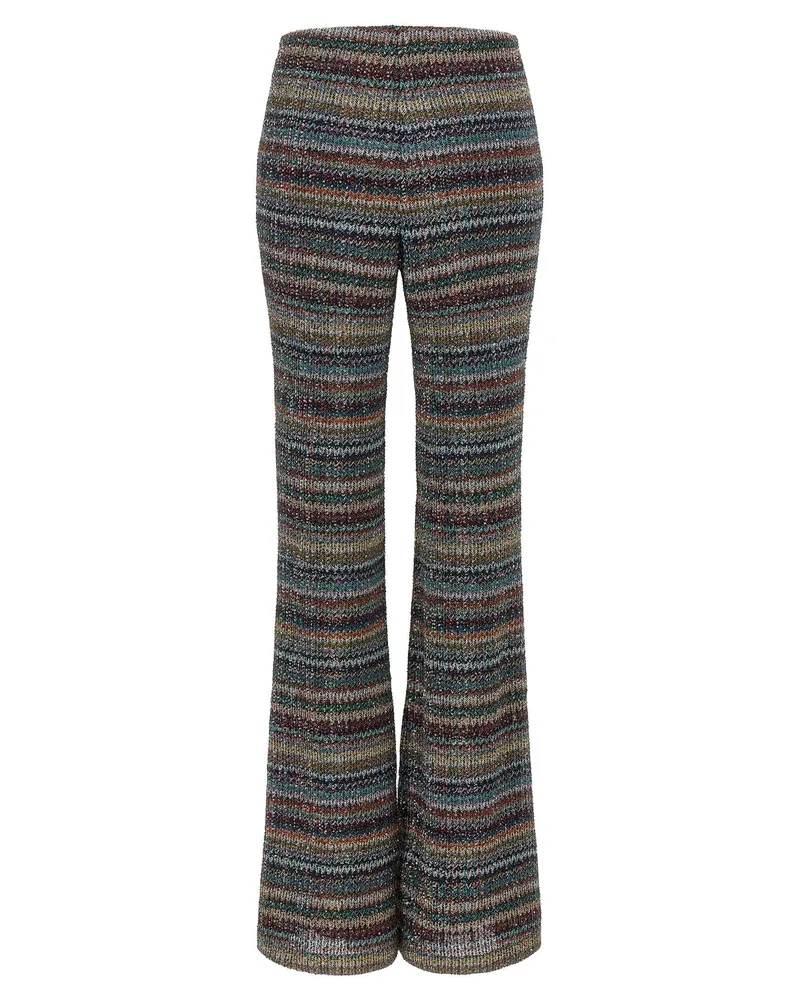 Missoni Sequined Striped Knit Trousers — Grey Grey