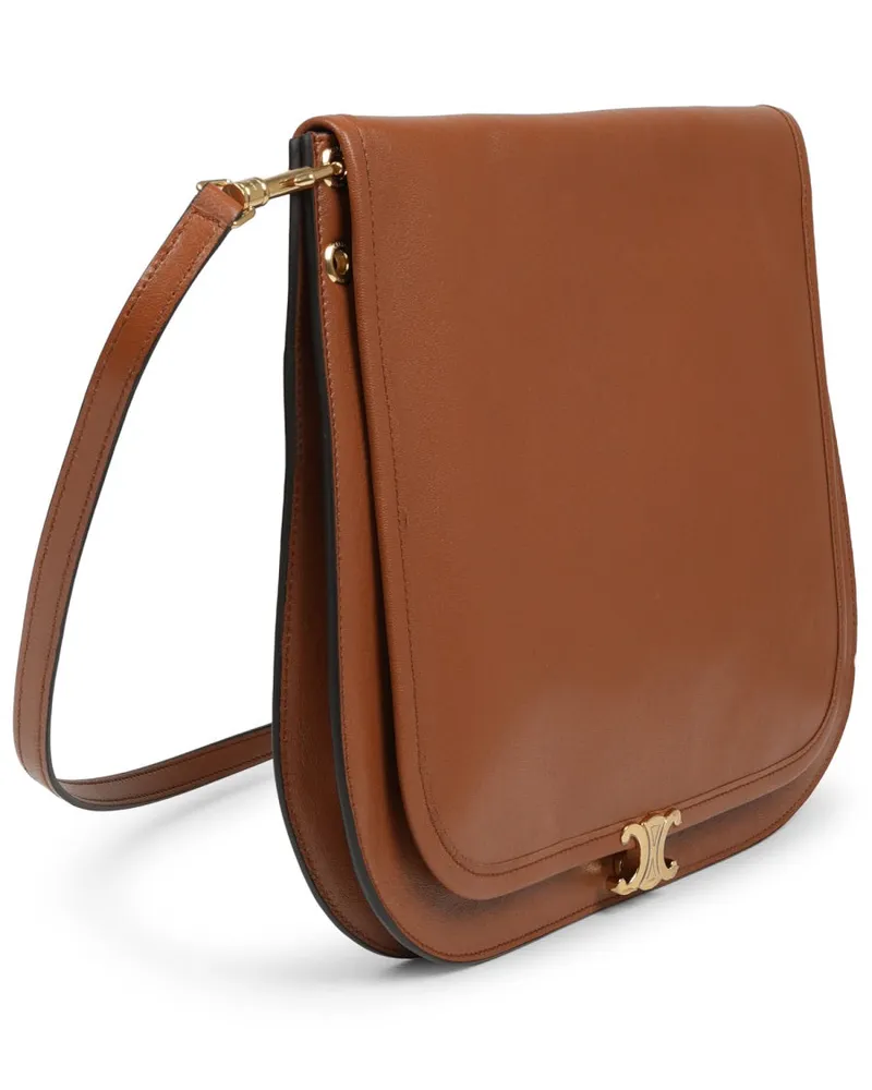 Celine Women's Shoulder Bag Besace Triomphe Brown Leather Lamb Brown