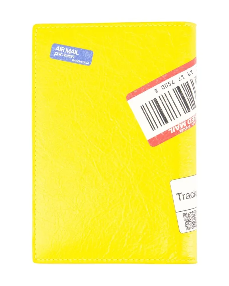 Balenciaga Unisex Cash Passport Holder -  Leather Yellow Lambskin Accessories Passport-Holder Yellow
