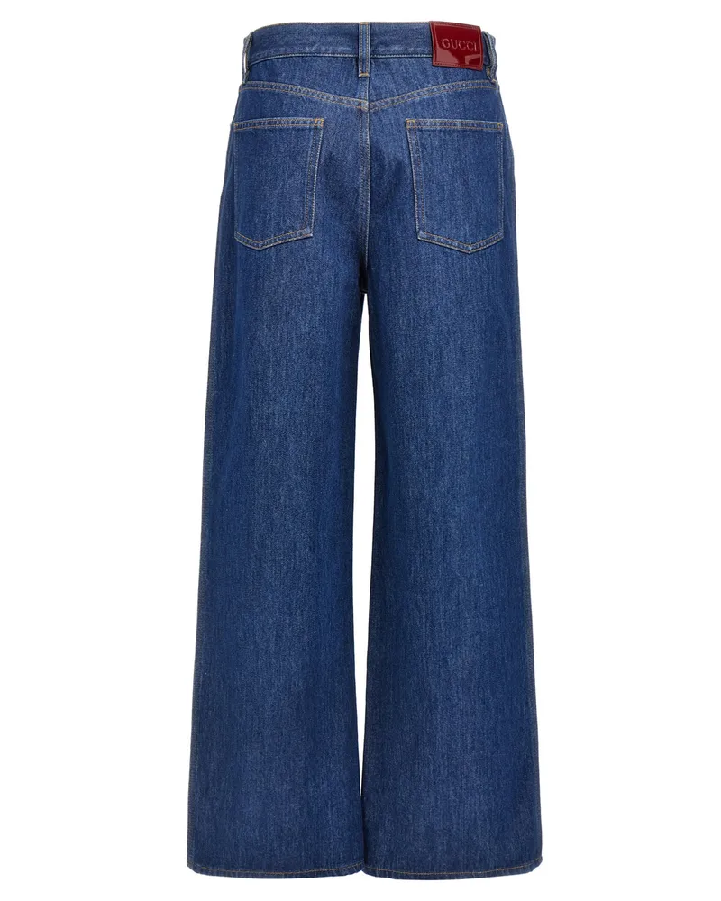 Gucci Women's Blue Cotton Relaxed Fit Jeans Clothing Blue