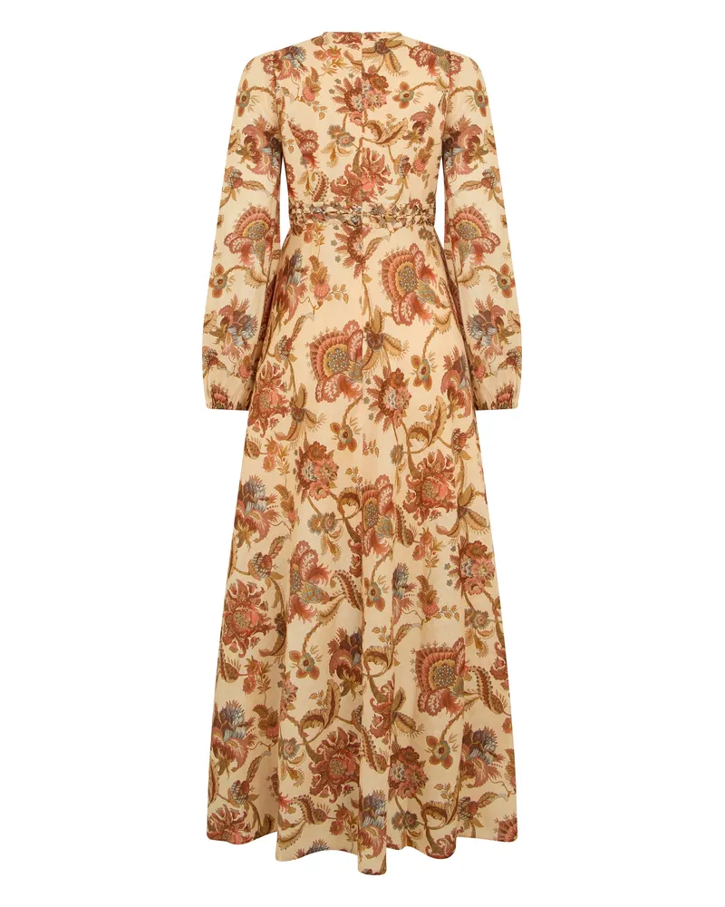 Zimmermann Women's Maxi Dress Cream Jacobean Linen Cream
