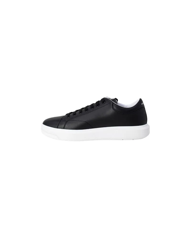 Armani Exchange Leather Low-Top Sneakers — Black Black