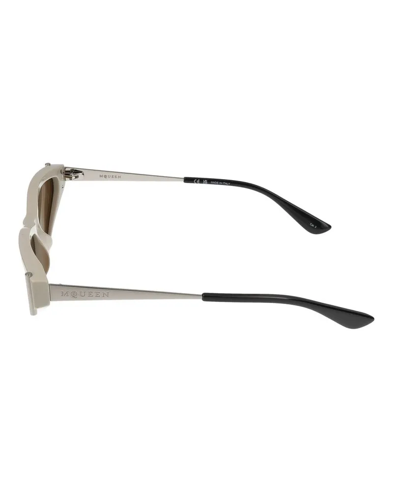 Alexander McQueen Women's Sunglasses  Am0493s 004 White Silver Brown 13-140 Acetate White