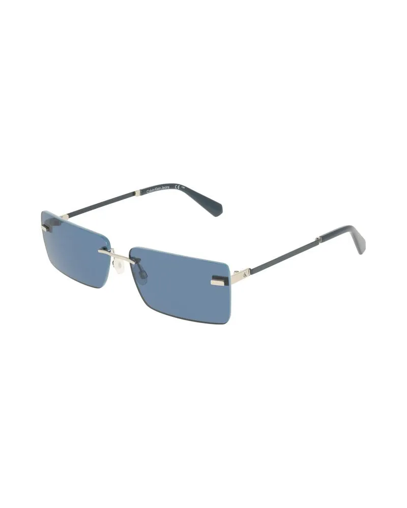 Calvin Klein CA-38313 Metal Rectangle Sunglasses — Blue Blue