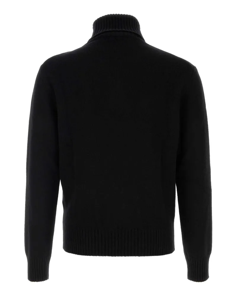 AMI Paris Cashmere Blend Turtleneck Sweater — Black Black