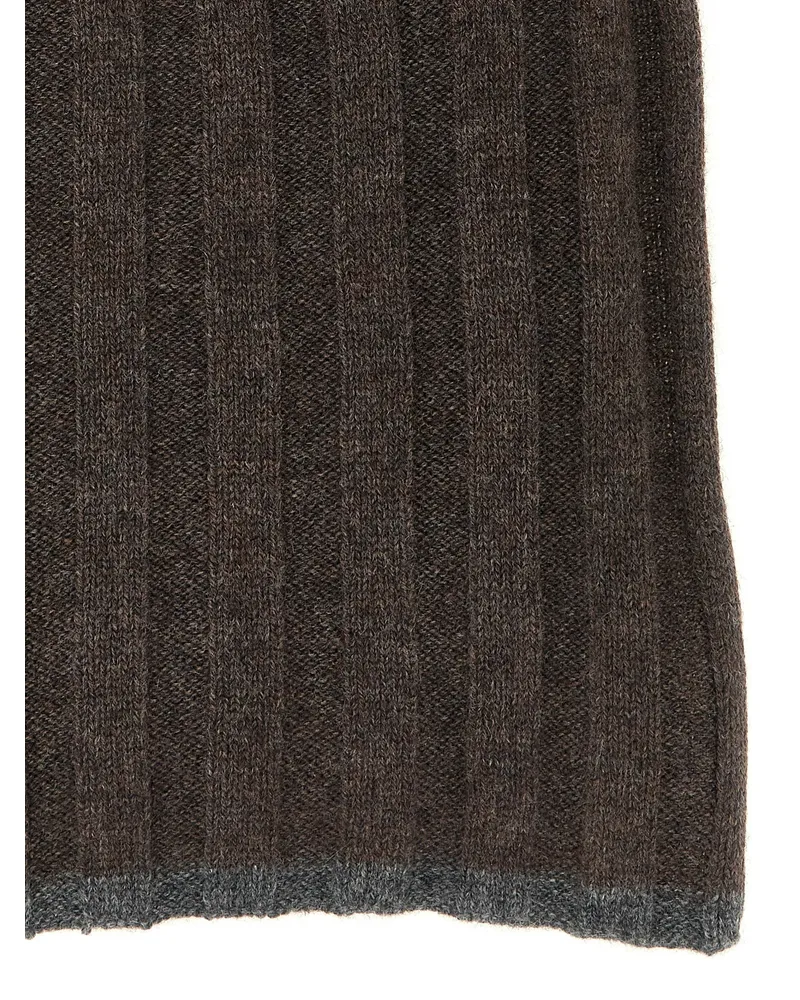 Brunello Cucinelli Ribbed Cashmere Scarf — Brown Brown