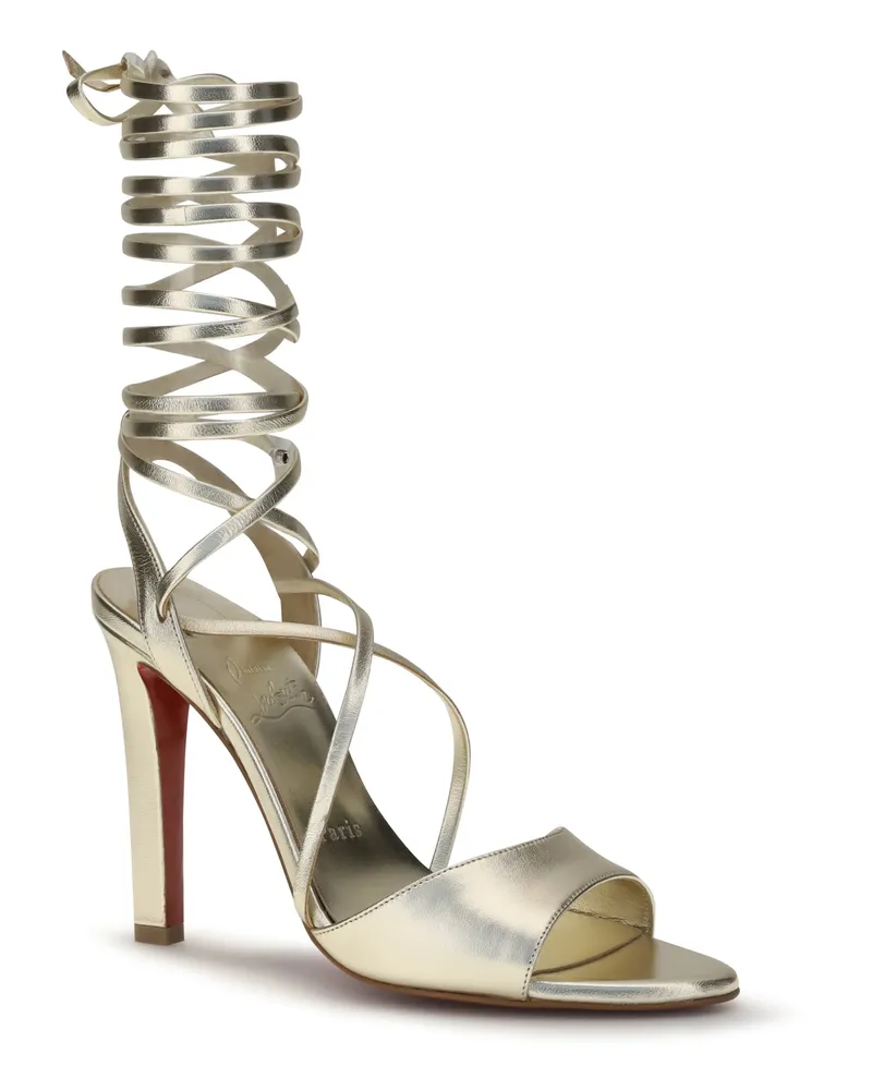 Christian Louboutin Women's Fanny Randa Sandals Platine-Lin Platine Lamb Ovis Aries Platine/lin Gold