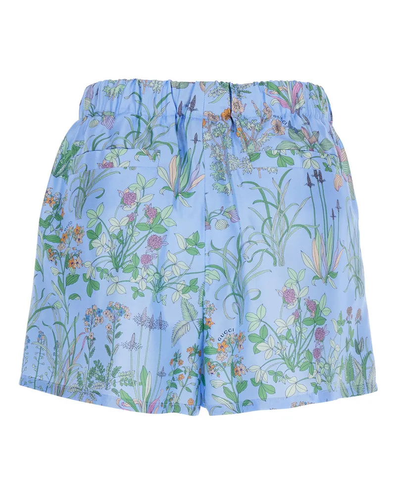 Gucci Women's Shorts Printed Silk Short, Blue Blue