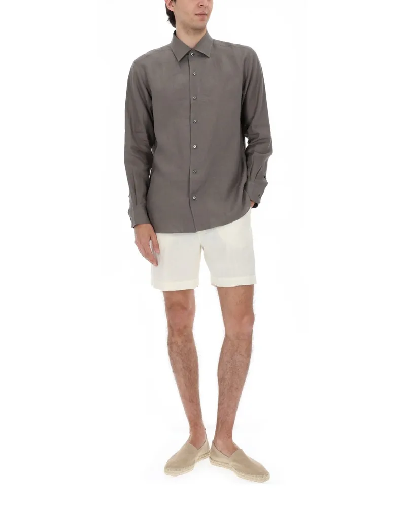 120% Lino Linen Bermuda Shorts — Ivory Ivory