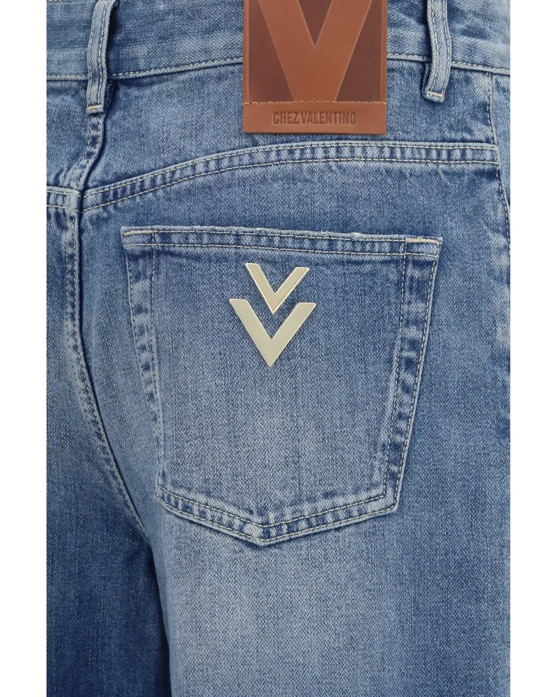 Valentino Garavani Women's Straight-Leg Jeans Medium Blue Denim Cotton Blue