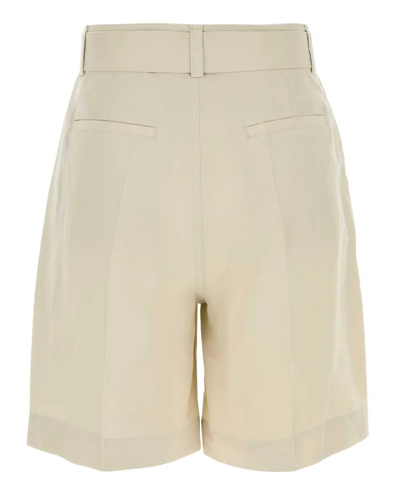 Woolrich Women's Sand Viscose Blend Shorts Beige Exterior: Linen Bermuda Beige